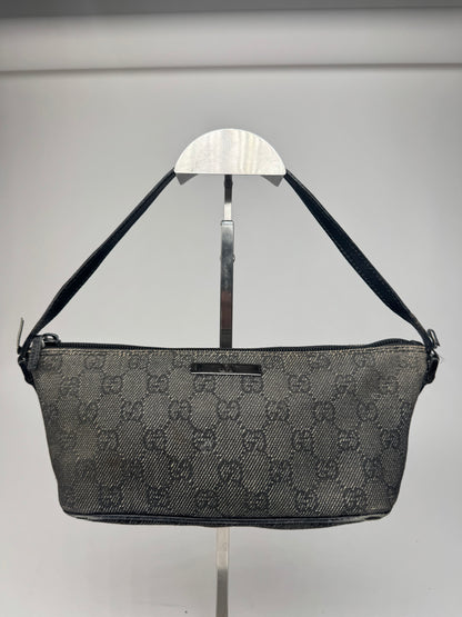 Vintage Gucci Monogram Canvas Baguette bag black