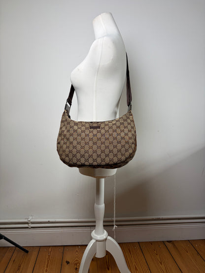 Vintage Gucci GG Supreme Hobo Bag Late 2000s Beige Brown