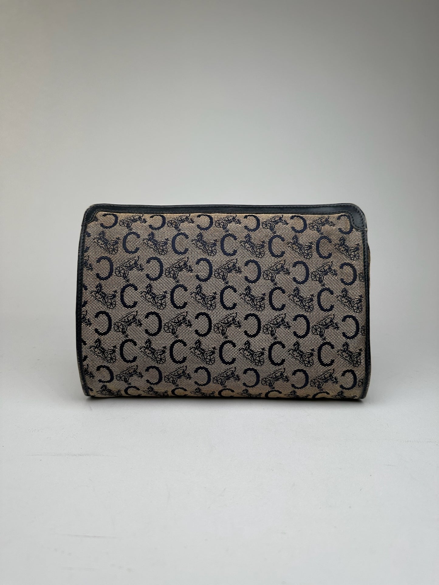Vintage Celine Macadam Monogram Canvas Leather Clutch