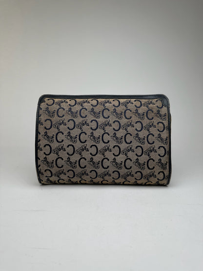 Vintage Celine Macadam Monogram Canvas Leather Clutch
