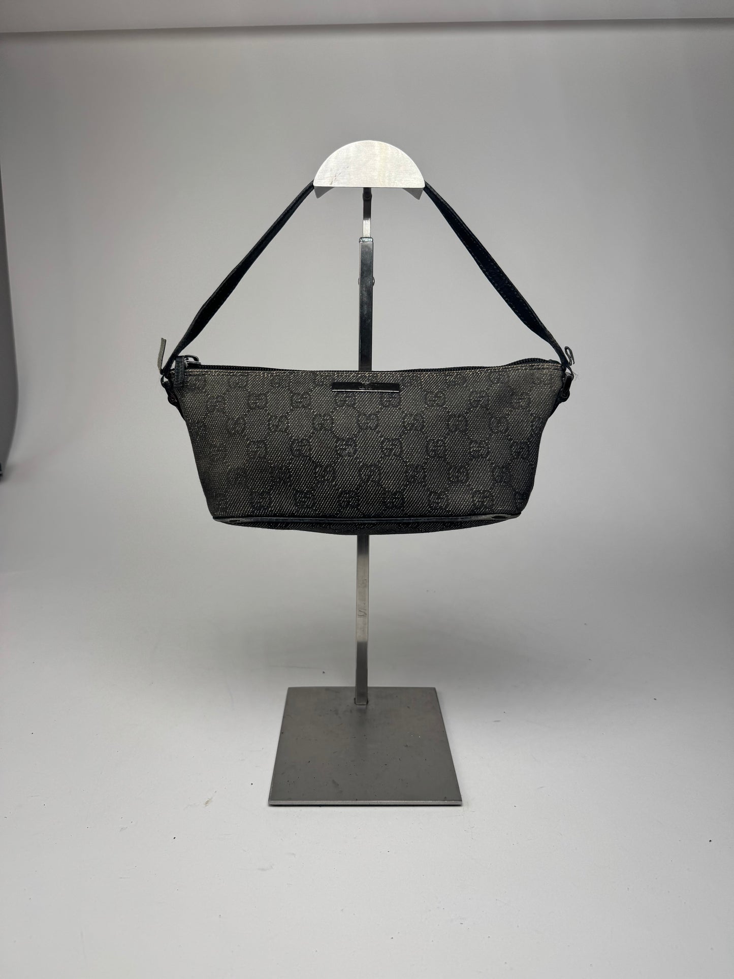 Vintage Gucci Monogram Canvas Baguette bag black