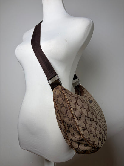 Vintage Gucci GG Supreme Hobo Bag Late 2000s Beige Brown