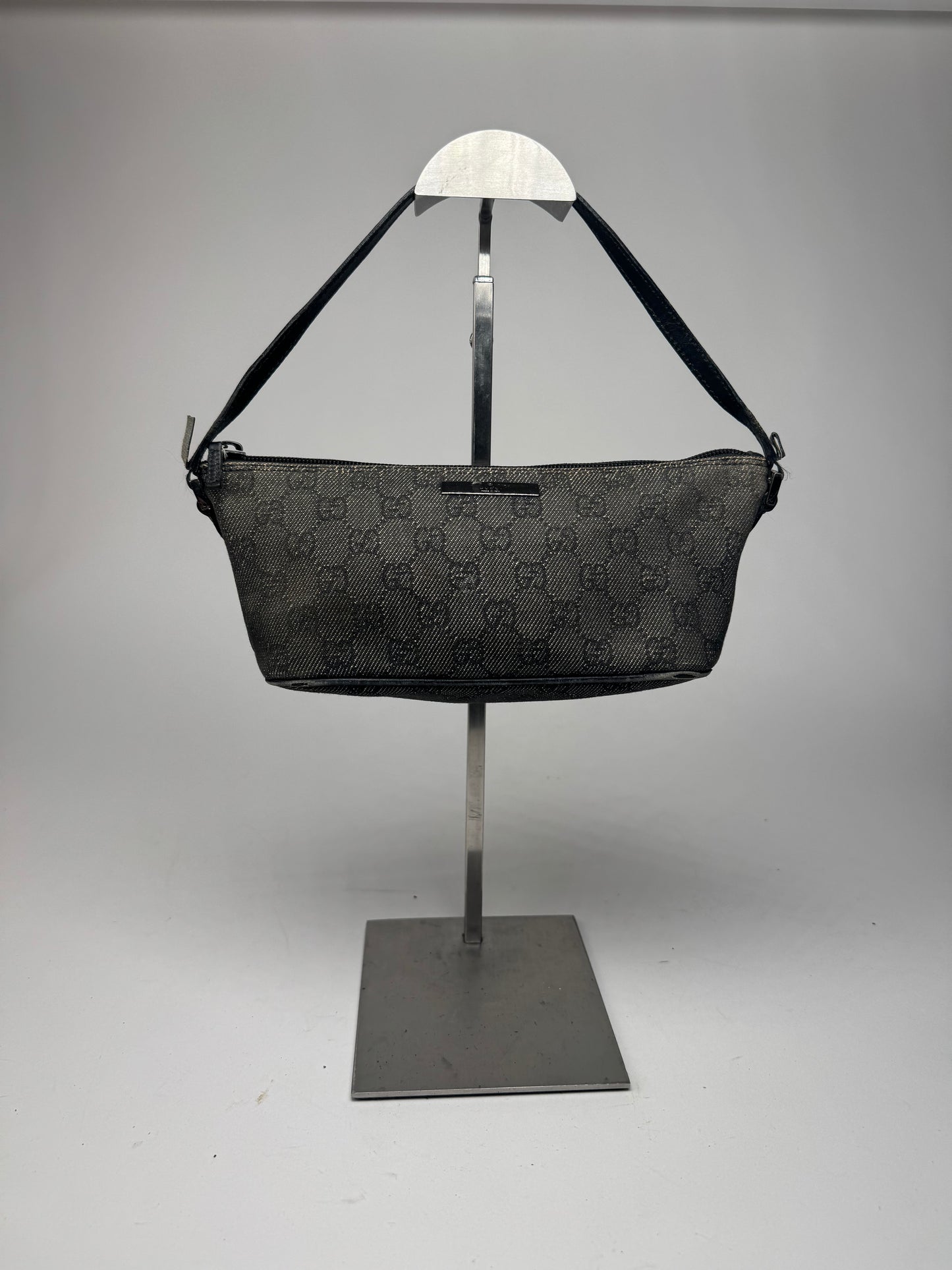 Vintage Gucci Monogram Canvas Baguette bag black