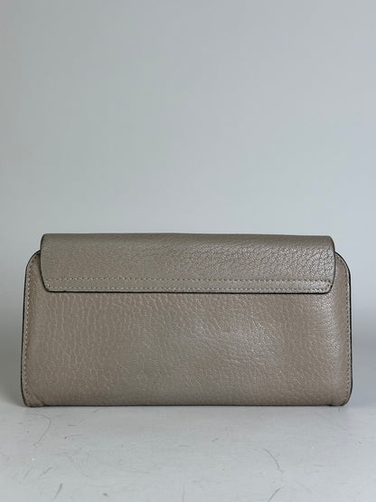 Vintage Chloe Grained Leather Wallet Taupe Gold-Tone