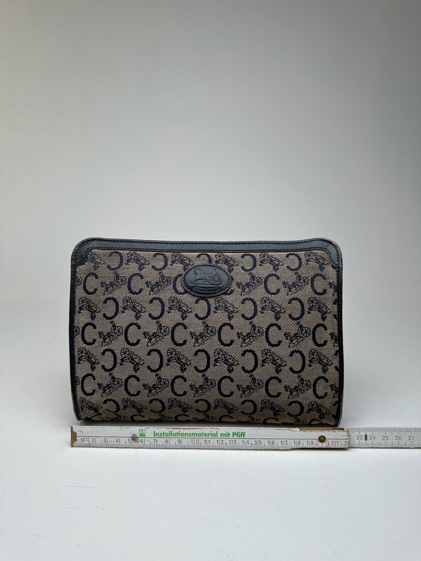 Vintage Celine Macadam Monogram Canvas Leather Clutch