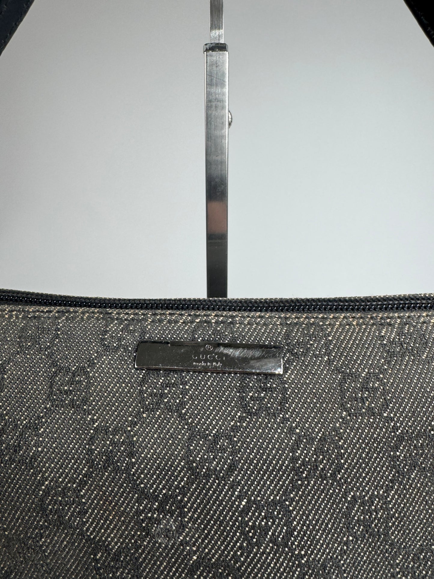 Vintage Gucci Monogram Canvas Baguette bag black