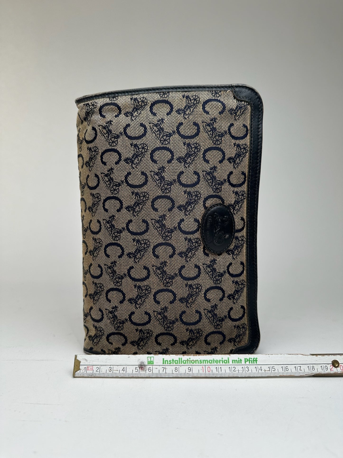 Vintage Celine Macadam Monogram Canvas Leather Clutch