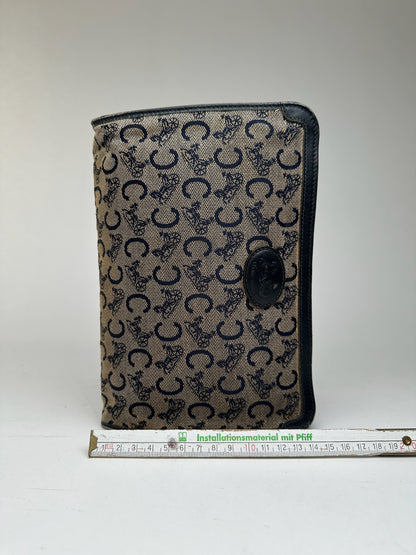 Vintage Celine Macadam Monogram Canvas Leather Clutch