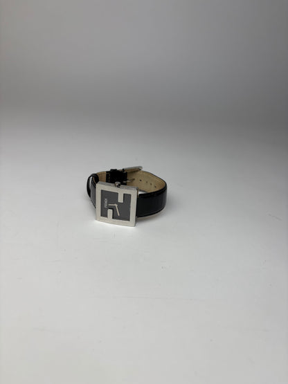 Vintage Fendi Square Watch Patent Leather Strap Late 1990s Black