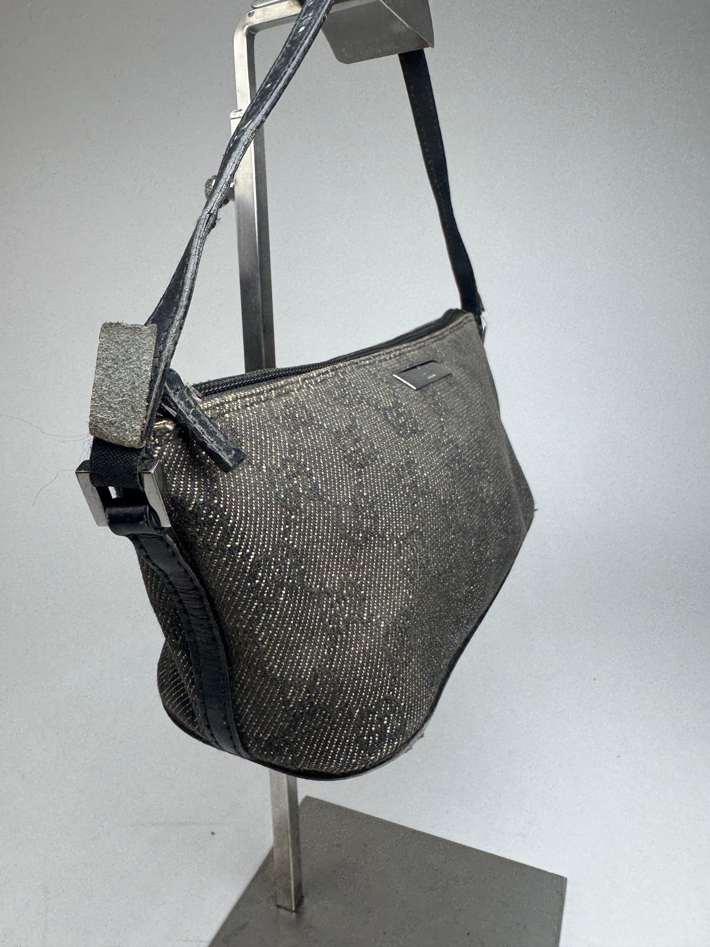 Vintage Gucci Monogram Canvas Baguette bag black