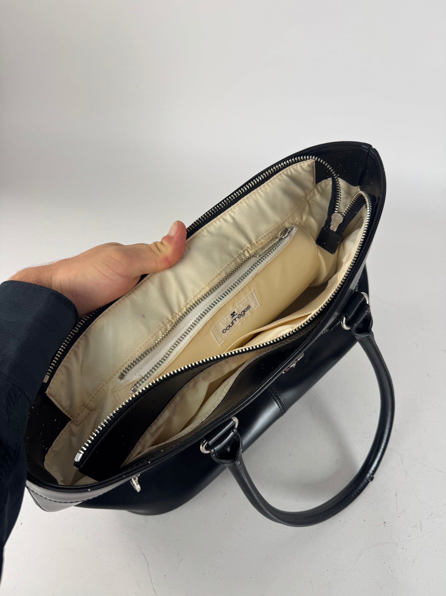 Vintage Courreges Leather Bag Black