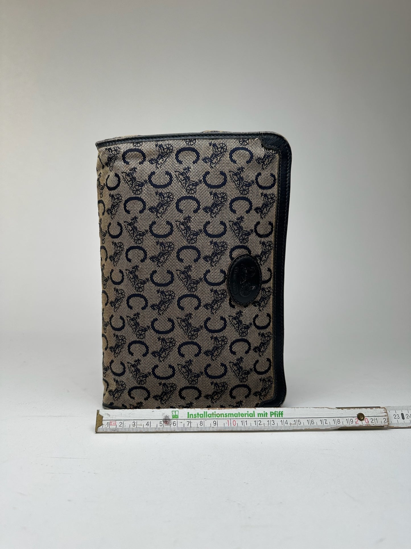 Vintage Celine Macadam Monogram Canvas Leather Clutch