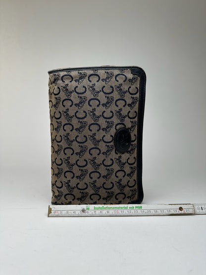 Vintage Celine Macadam Monogram Canvas Leather Clutch