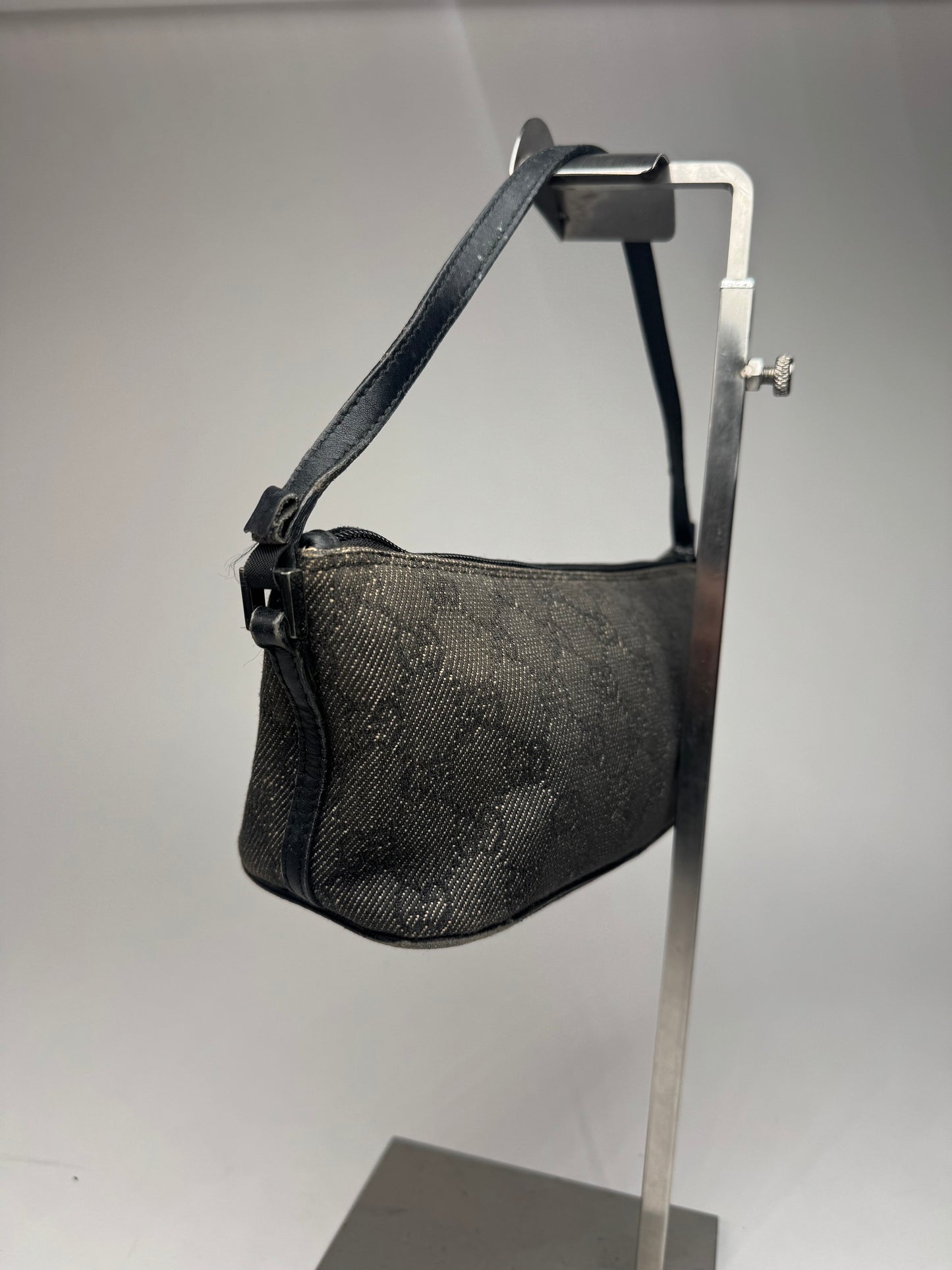 Vintage Gucci Monogram Canvas Baguette bag black