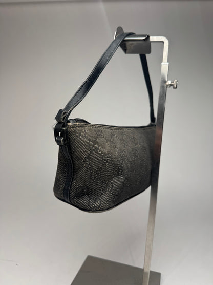 Vintage Gucci Monogram Canvas Baguette bag black