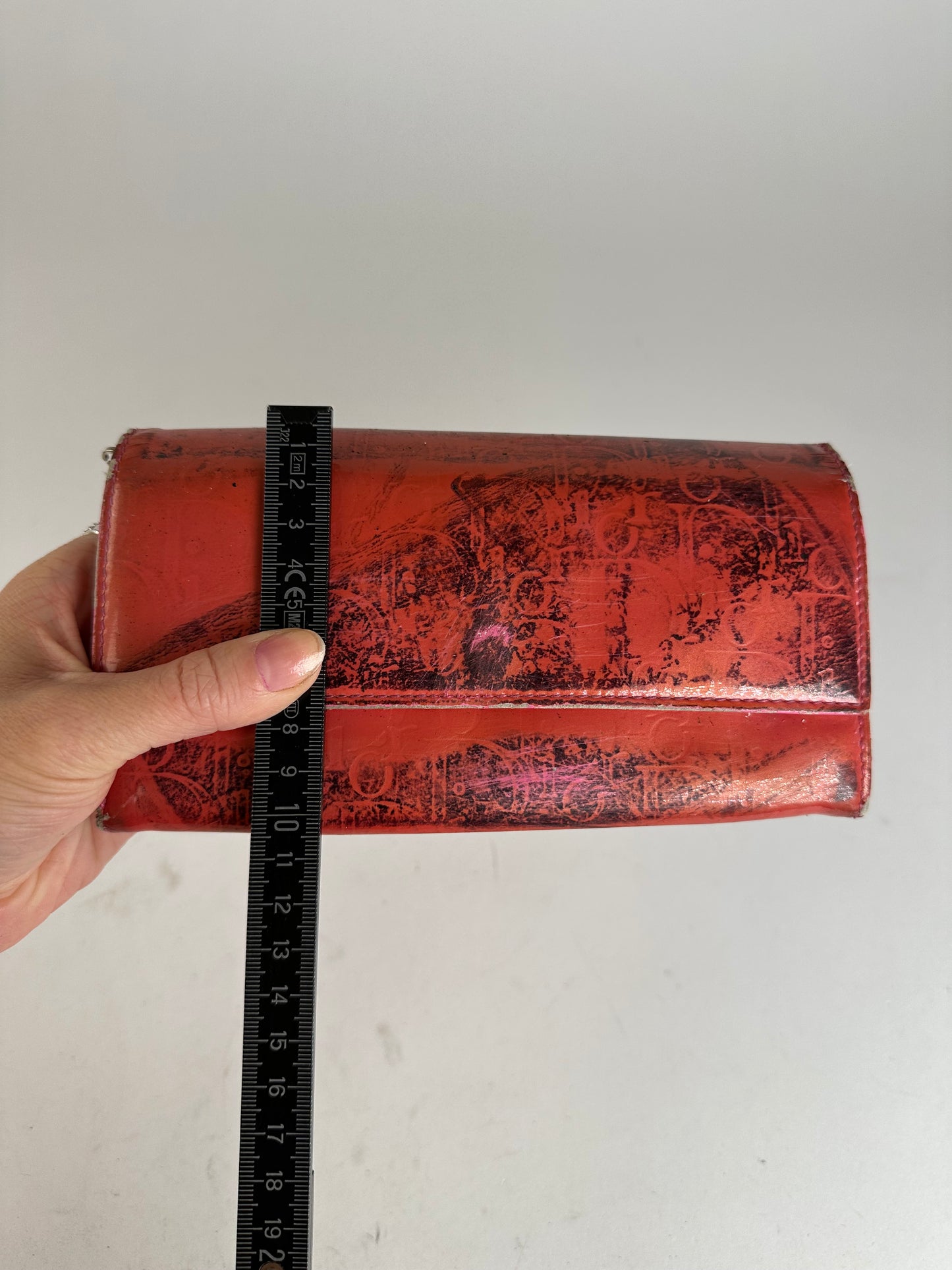 Vintage Dior Diorissimo Monogram Patent Leather Mini Chain Bag Red