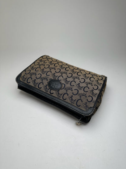 Vintage Celine Macadam Monogram Canvas Leather Clutch