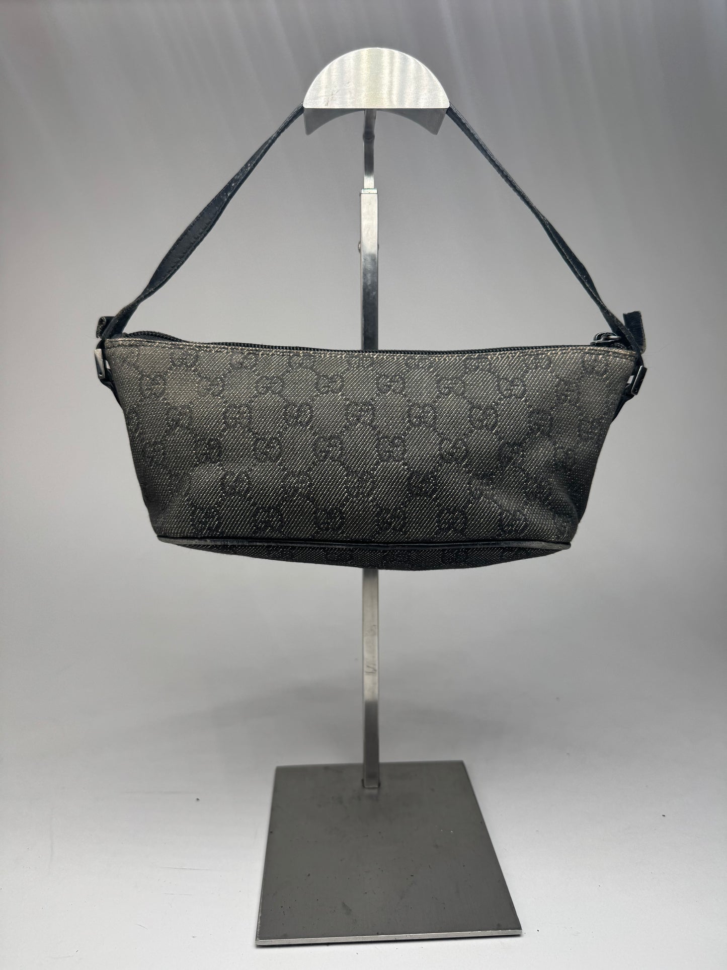 Vintage Gucci Monogram Canvas Baguette bag black