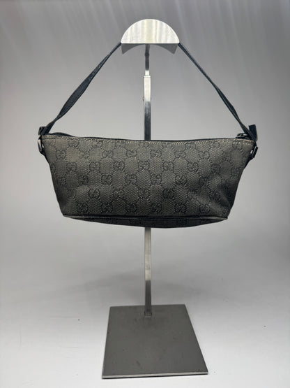 Vintage Gucci Monogram Canvas Baguette bag black