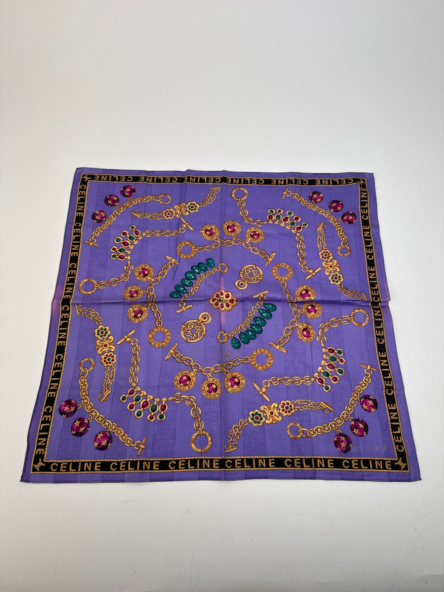 Vintage Celine Paris Scarf Purple Gold