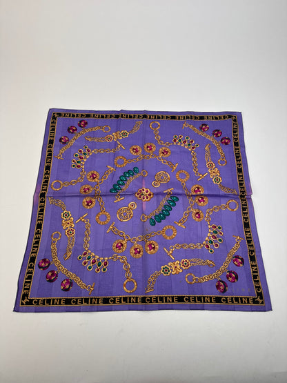 Vintage Celine Paris Scarf Purple Gold