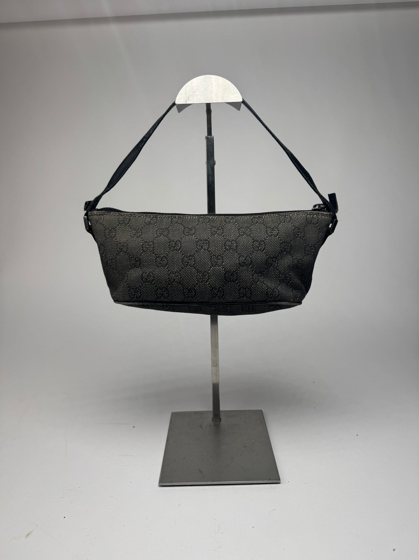 Vintage Gucci Monogram Canvas Baguette bag black