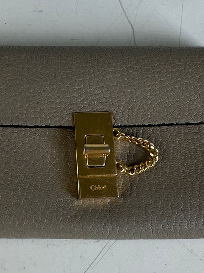 Vintage Chloe Grained Leather Wallet Taupe Gold-Tone