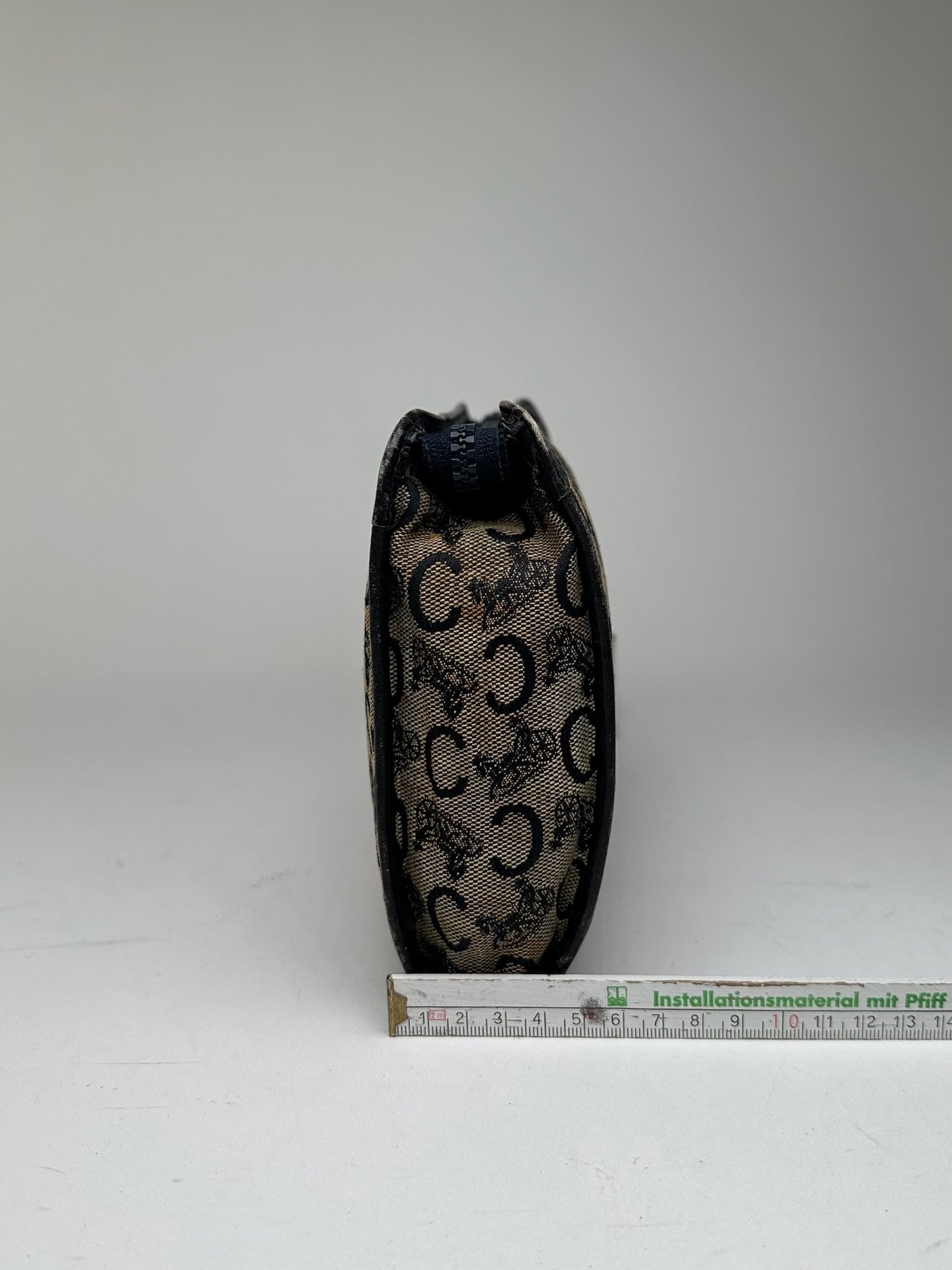 Vintage Celine Macadam Monogram Canvas Leather Clutch