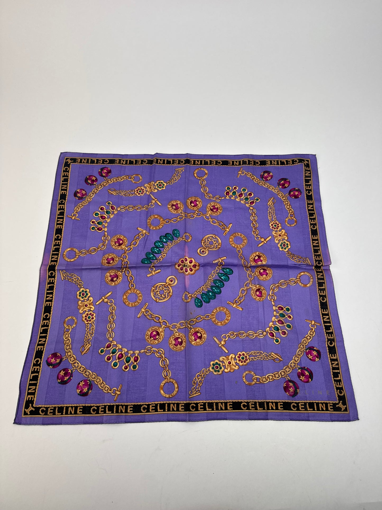 Vintage Celine Paris Scarf Purple Gold
