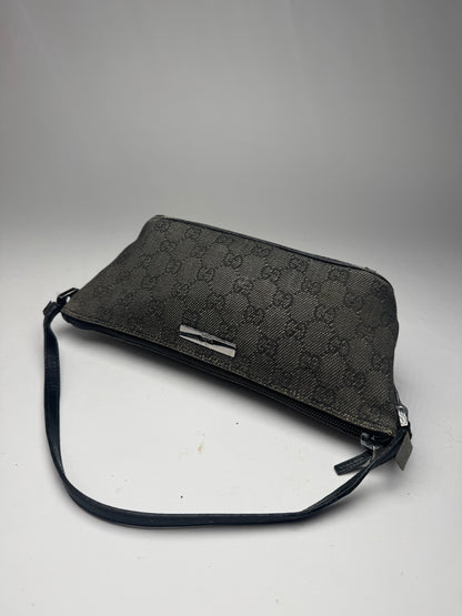 Vintage Gucci Monogram Canvas Baguette bag black