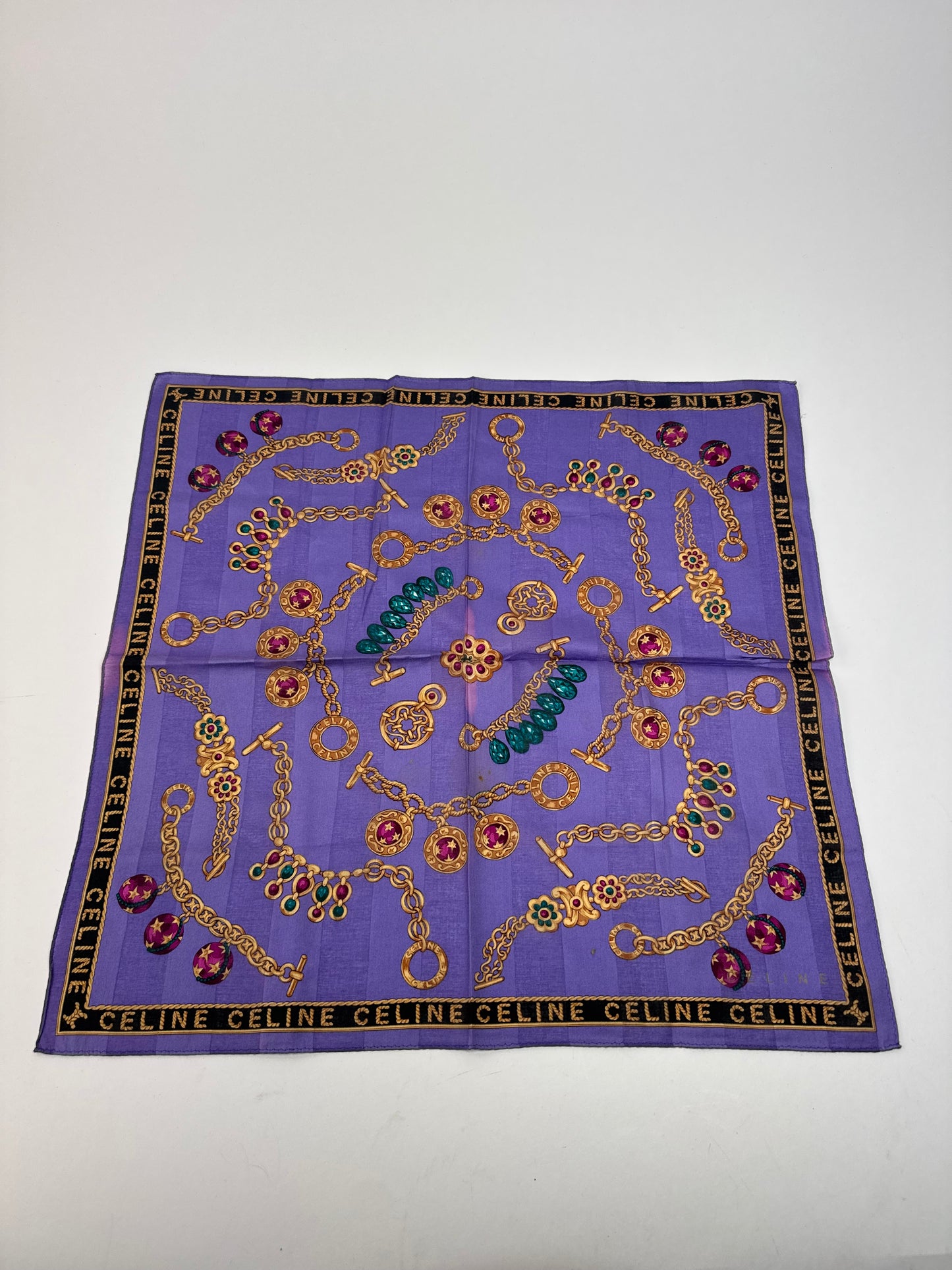 Vintage Celine Paris Scarf Purple Gold