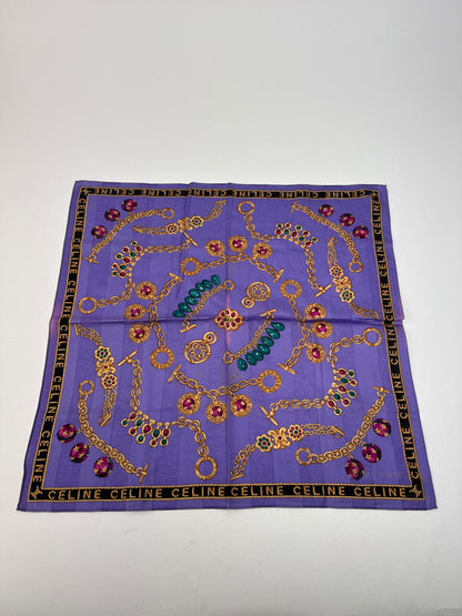 Vintage Celine Paris Scarf Purple Gold