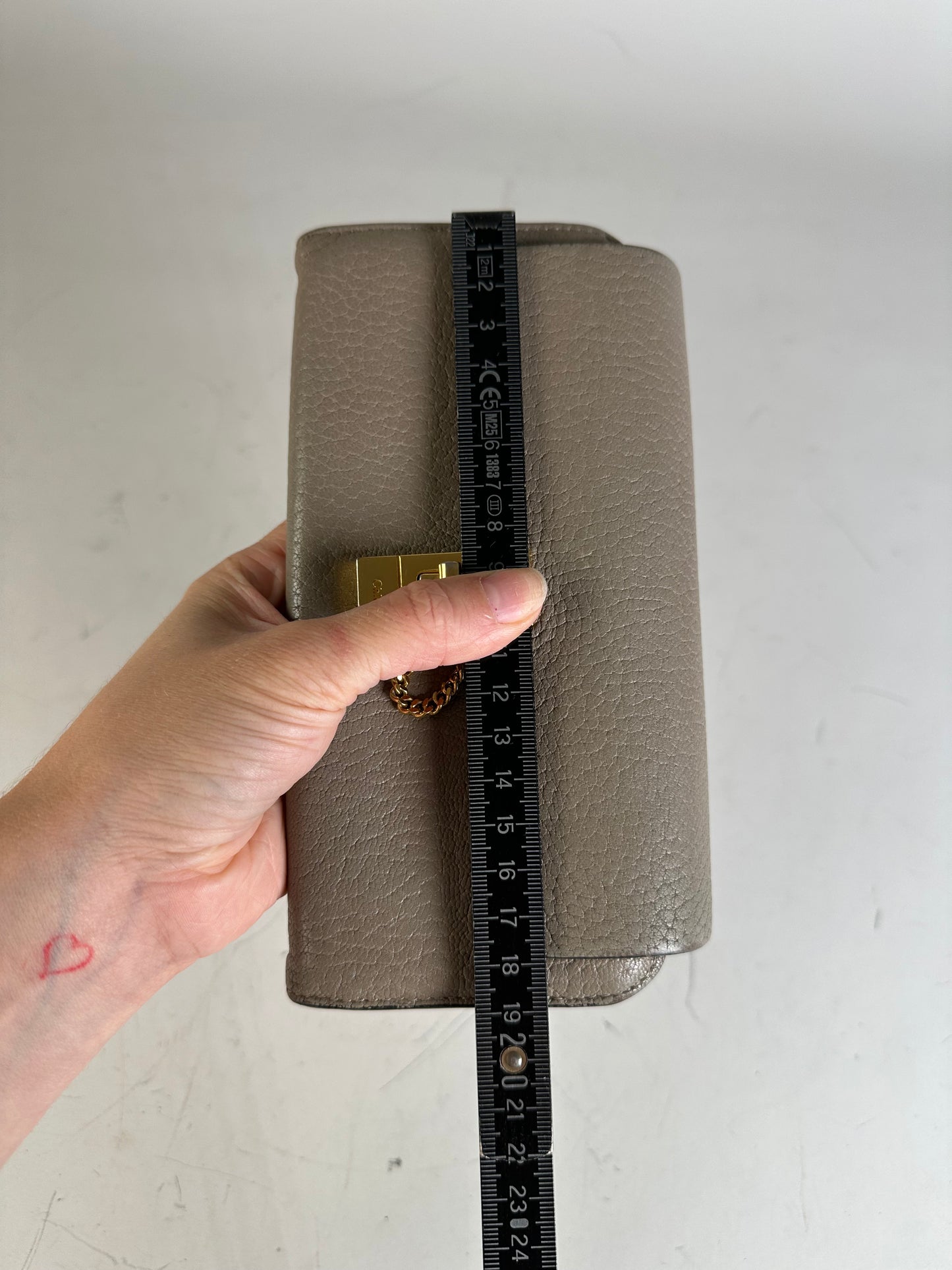 Vintage Chloe Grained Leather Wallet Taupe Gold-Tone