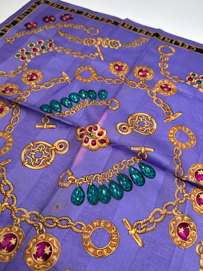 Vintage Celine Paris Scarf Purple Gold