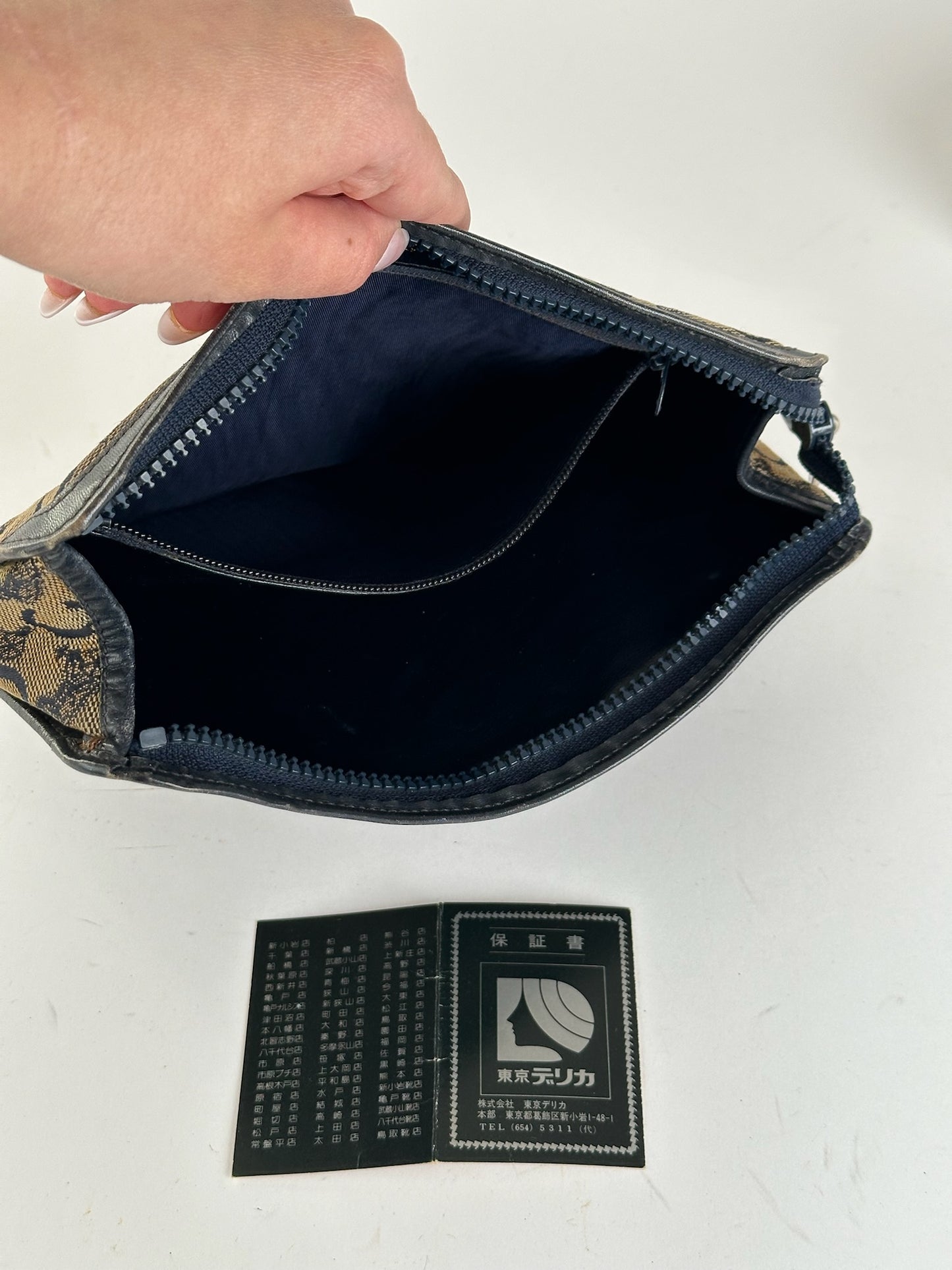 Vintage Celine Macadam Monogram Canvas Leather Clutch