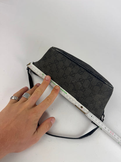 Vintage Gucci Monogram Canvas Baguette bag black