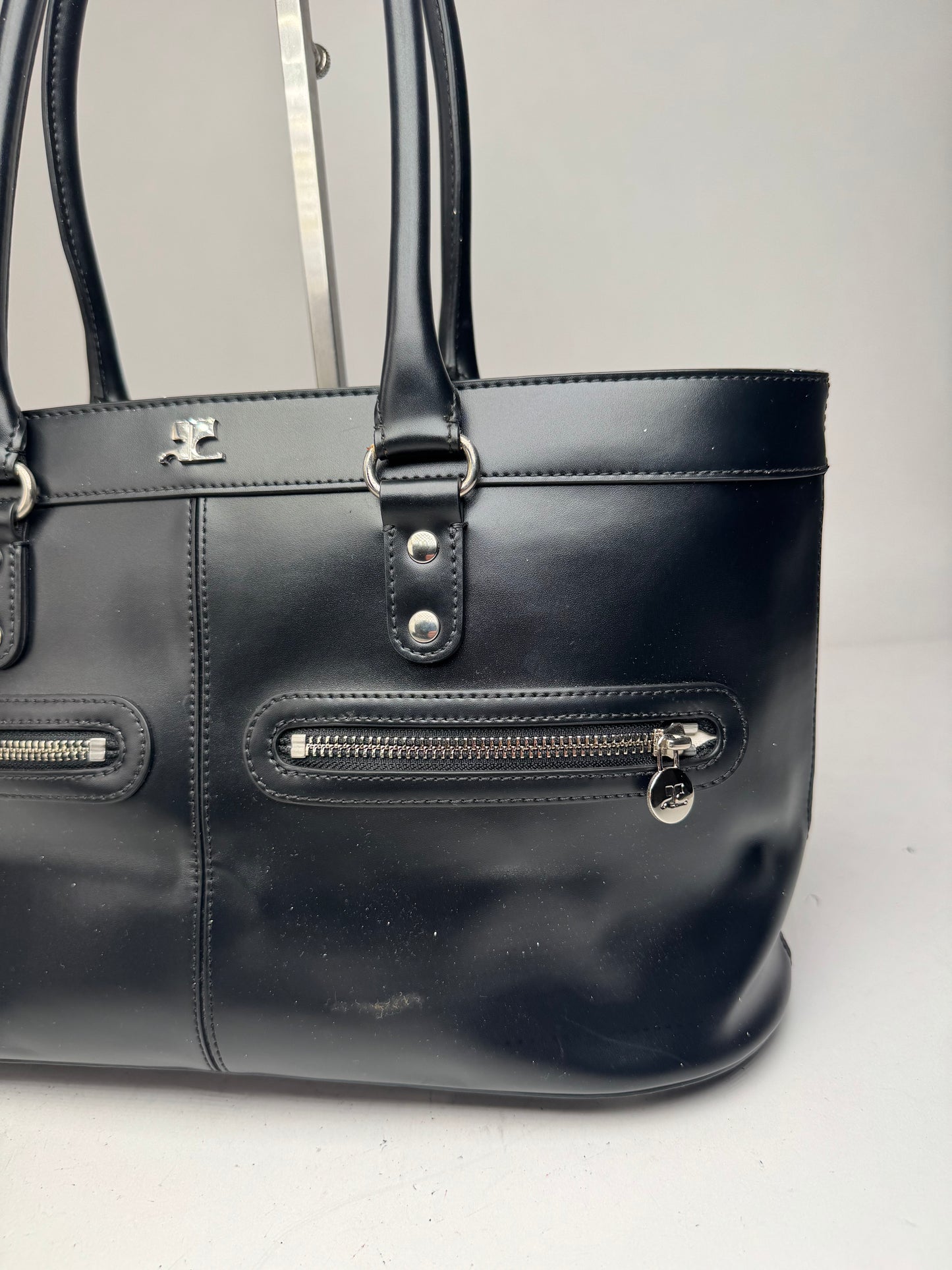 Vintage Courreges Leather Bag Black