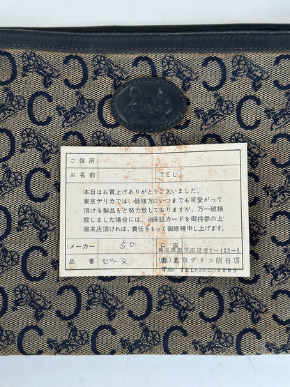 Vintage Celine Macadam Monogram Canvas Leather Clutch