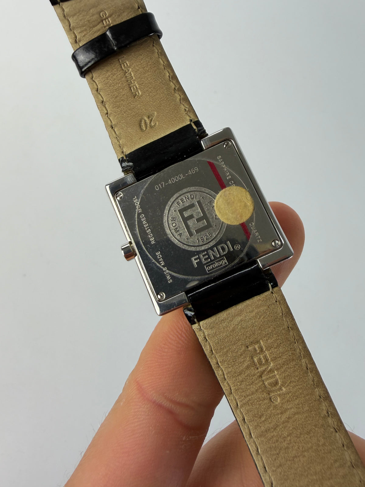 Vintage Fendi Square Watch Patent Leather Strap Late 1990s Black