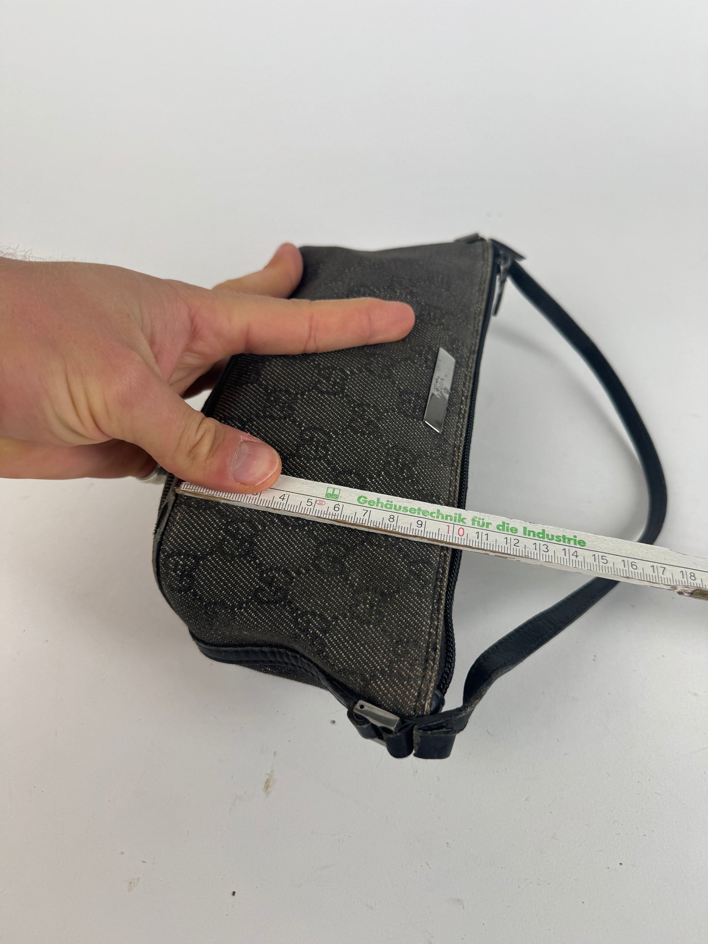 Vintage Gucci Monogram Canvas Baguette bag black