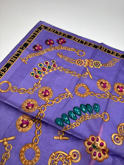 Vintage Celine Paris Scarf Purple Gold
