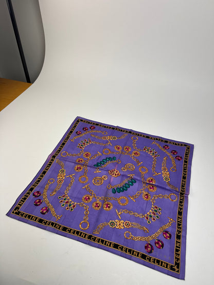 Vintage Celine Paris Scarf Purple Gold