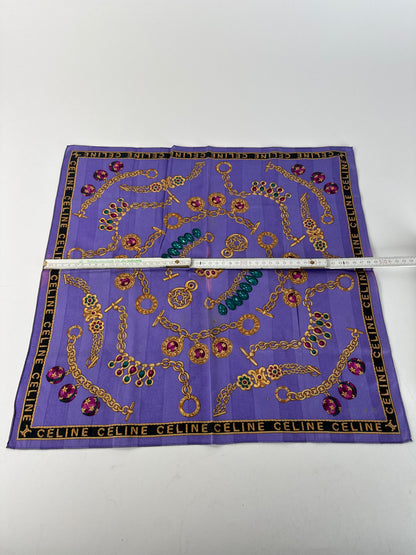 Vintage Celine Paris Scarf Purple Gold