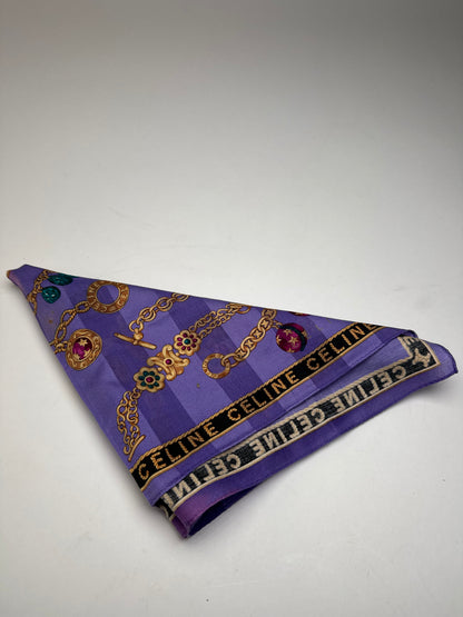 Vintage Celine Paris Scarf Purple Gold