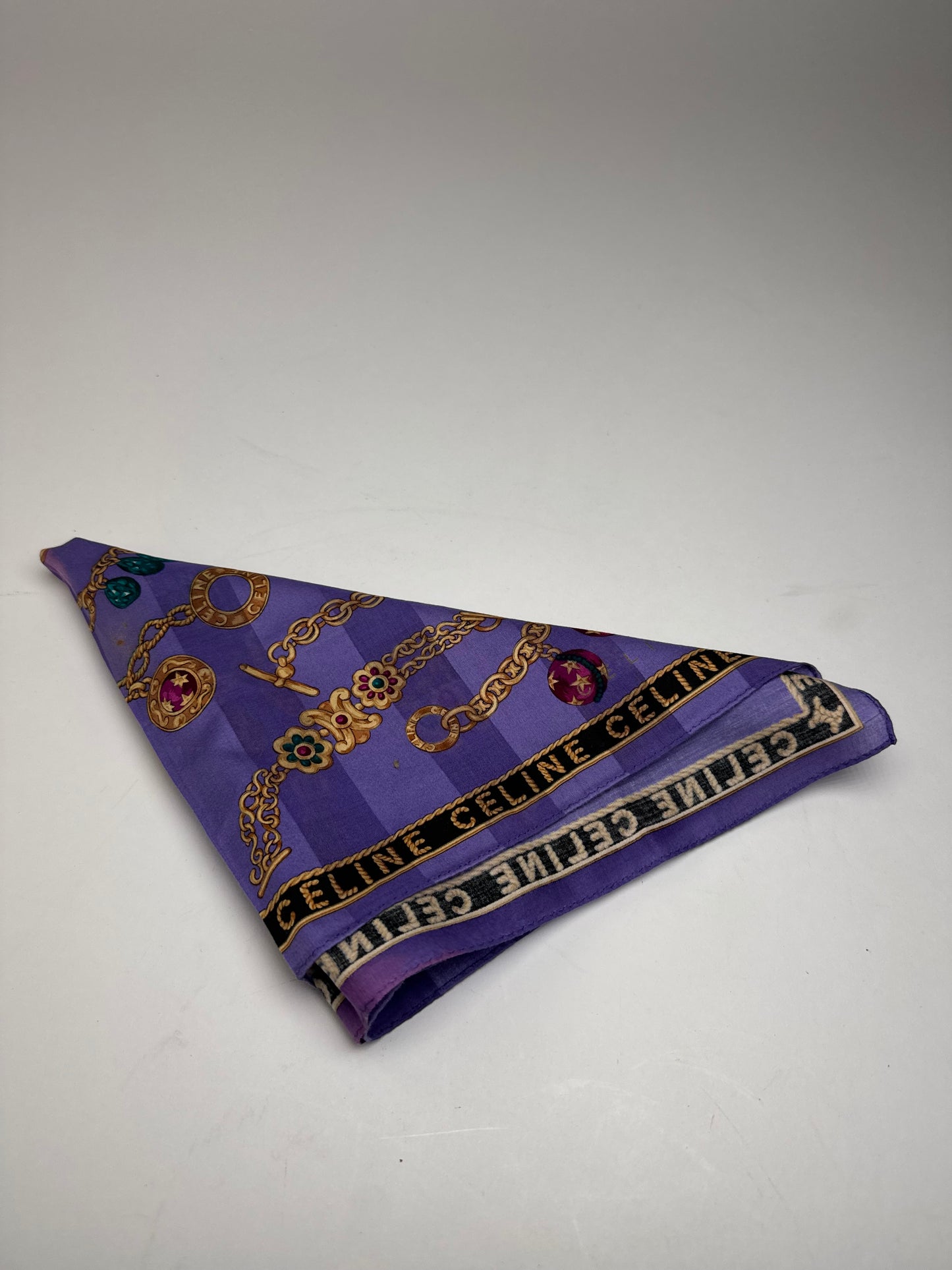 Vintage Celine Paris Scarf Purple Gold