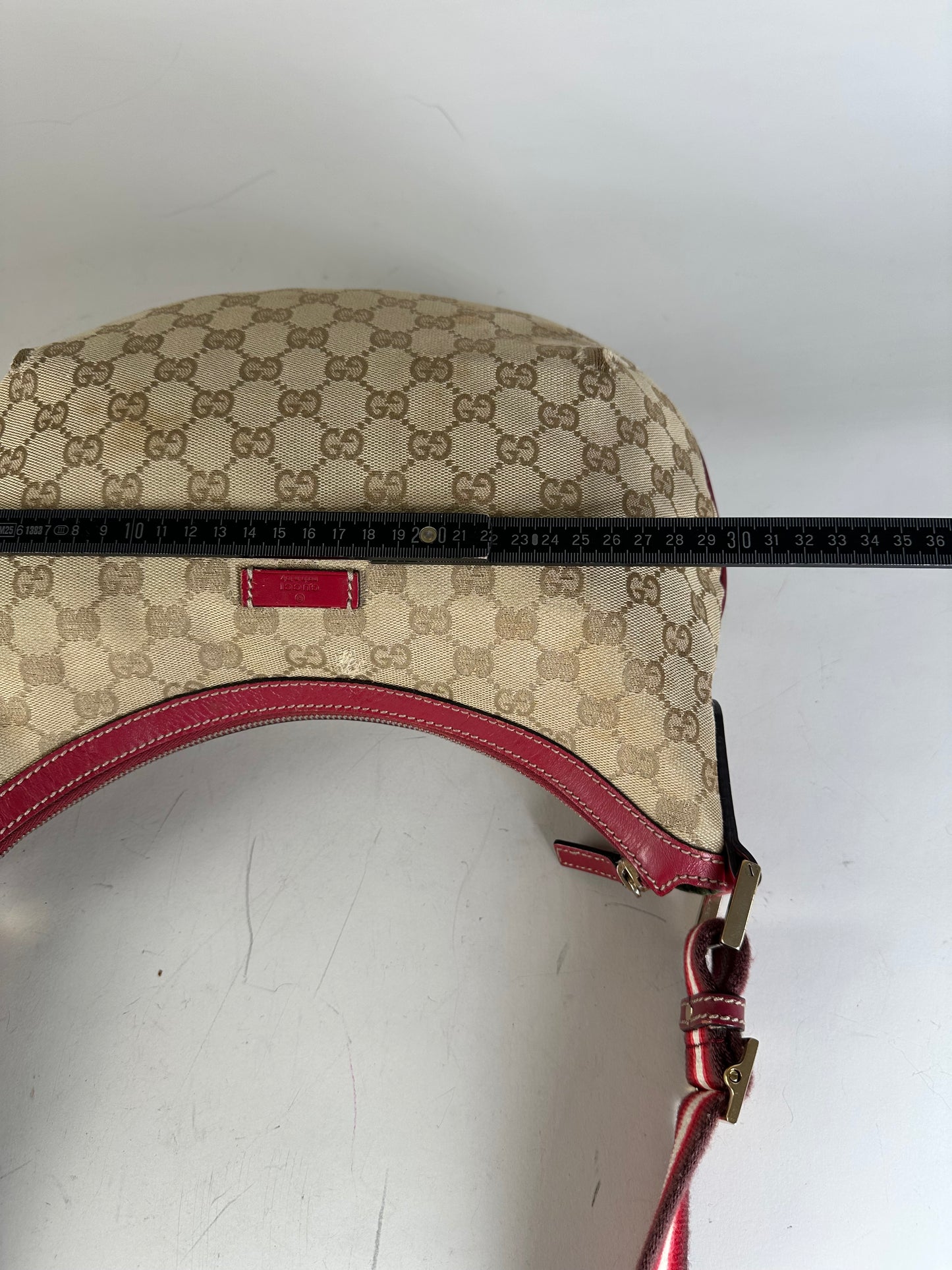 Vintage Gucci GG Supreme Shoulder Bag Beige Red