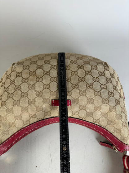 Vintage Gucci GG Supreme Shoulder Bag Beige Red