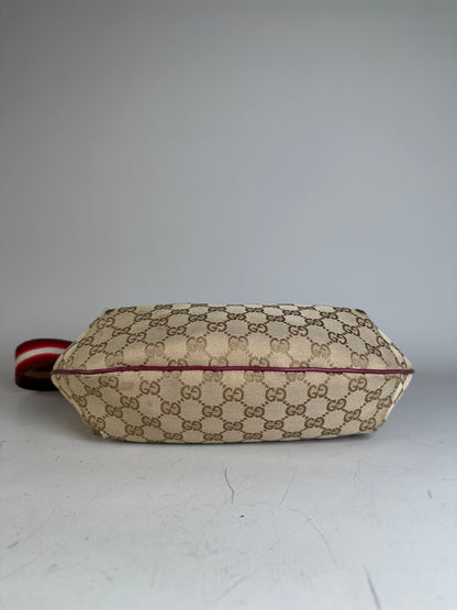 Vintage Gucci GG Supreme Shoulder Bag Beige Red