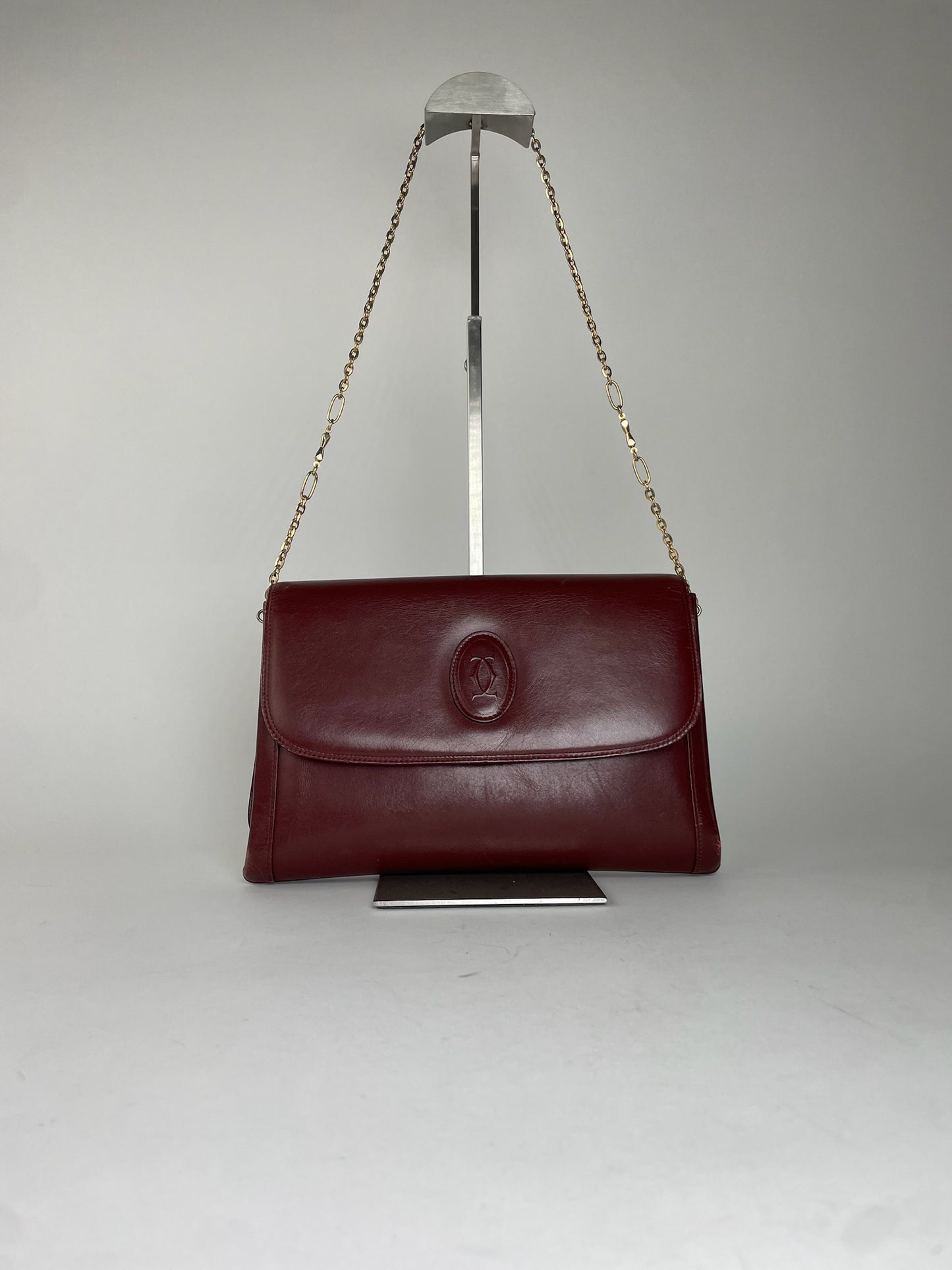 Vintage Cartier Leather Clutch Bag Burgundy