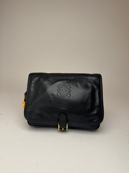Vintage Loewe Madrid Anagram Leather Clutch Black